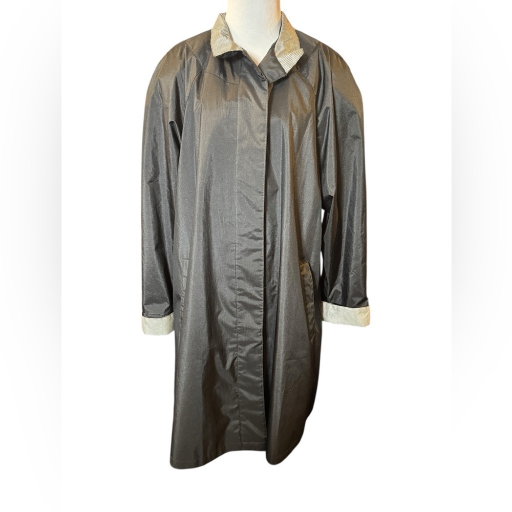 Vintage Women’s Worthington Rain Jacket Trench Coat Size L w/ Shoulder Pads